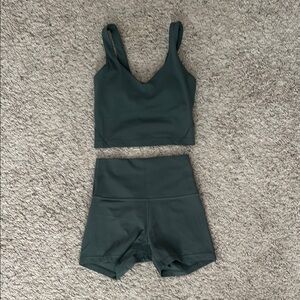 Lululemon Align SET - Tank Top and High-Rise Short 4” - Dark Forest